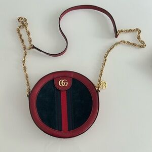 Gucci Red and Black Round Crossbody Bag